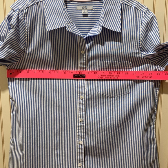 Croft & Barrow Women’s LS 3/4-Sleeve Blue & White Striped Shirt - MEDIUM - Picture 10 of 13